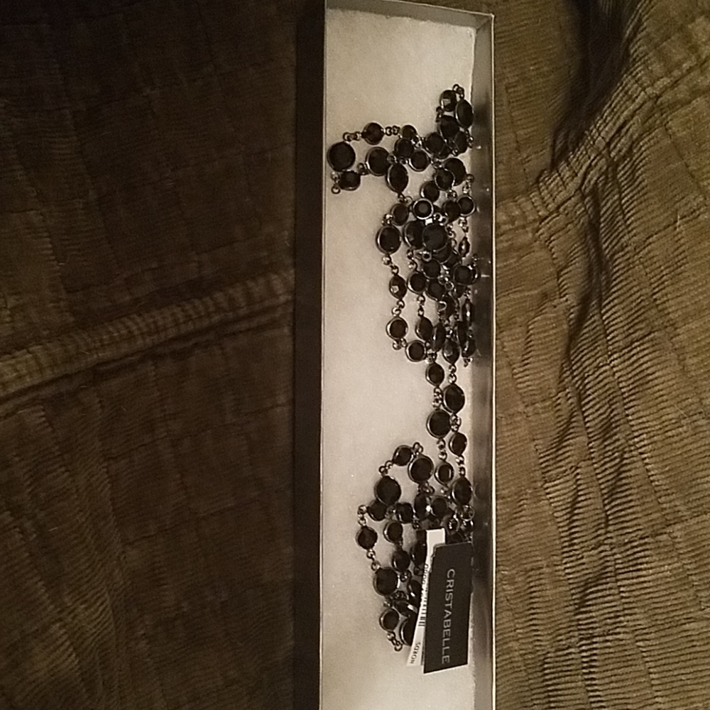 Long black, sparkly necklace